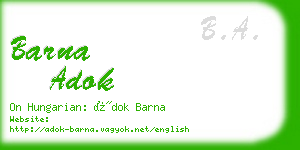 barna adok business card